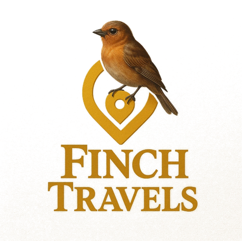 Finch Travels — bird on location pin logo